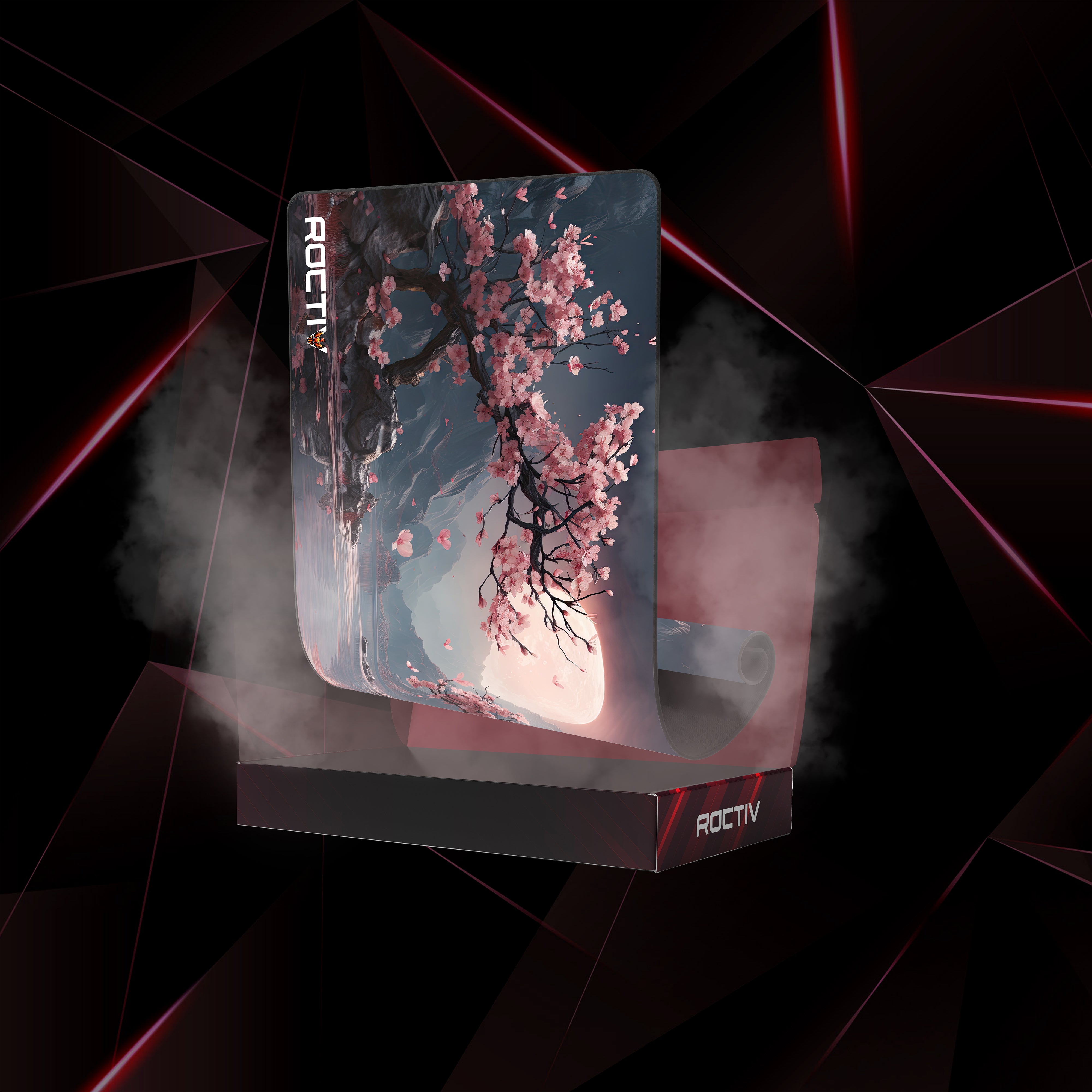 Roctiv Gaming Mauspad XXL Sakura Design mit Kirschblütenmotiv und großer Oberfläche