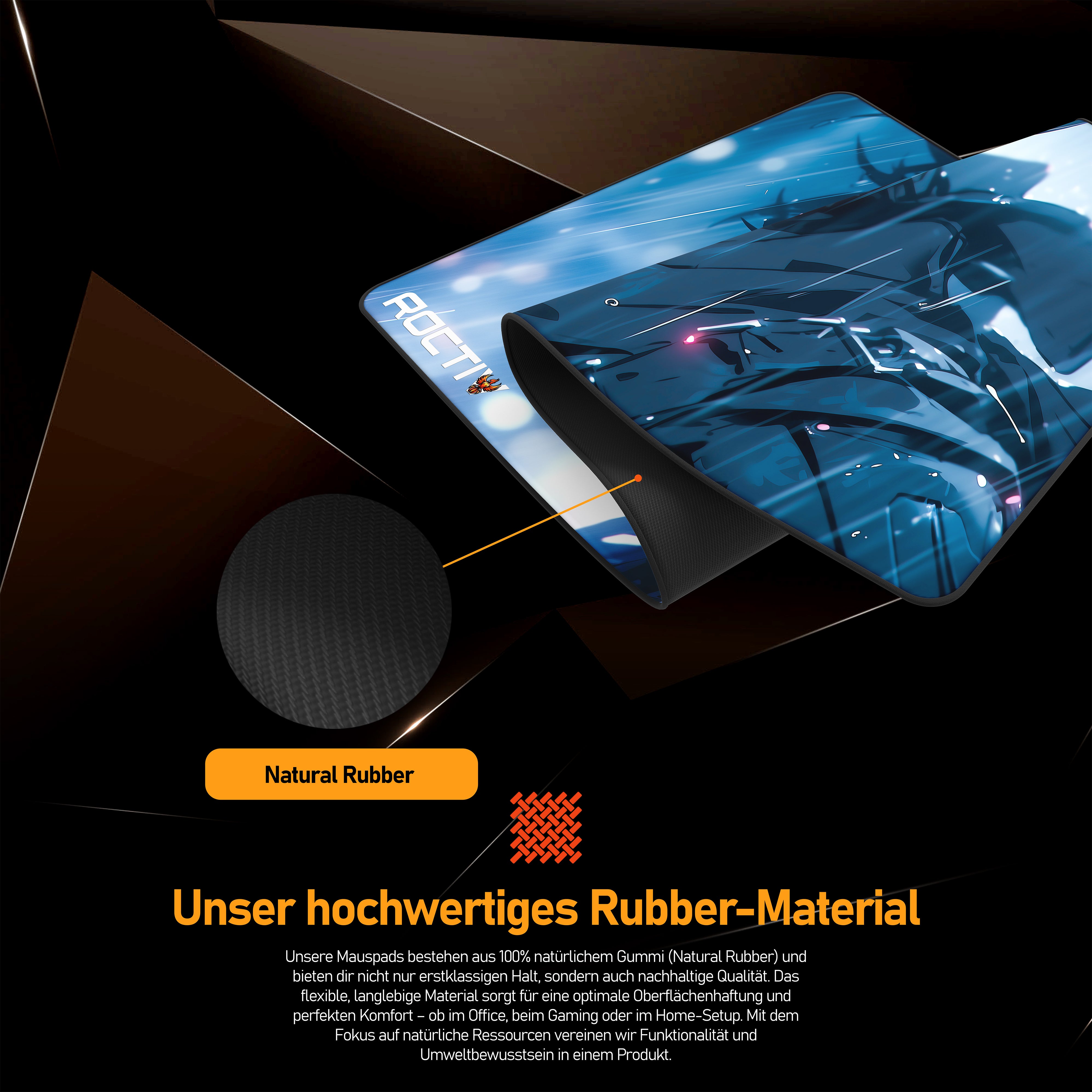 Roctiv Gaming Mousepad XXL mit hochwertigem Natural Rubber für optimale Haltbarkeit und Präzision