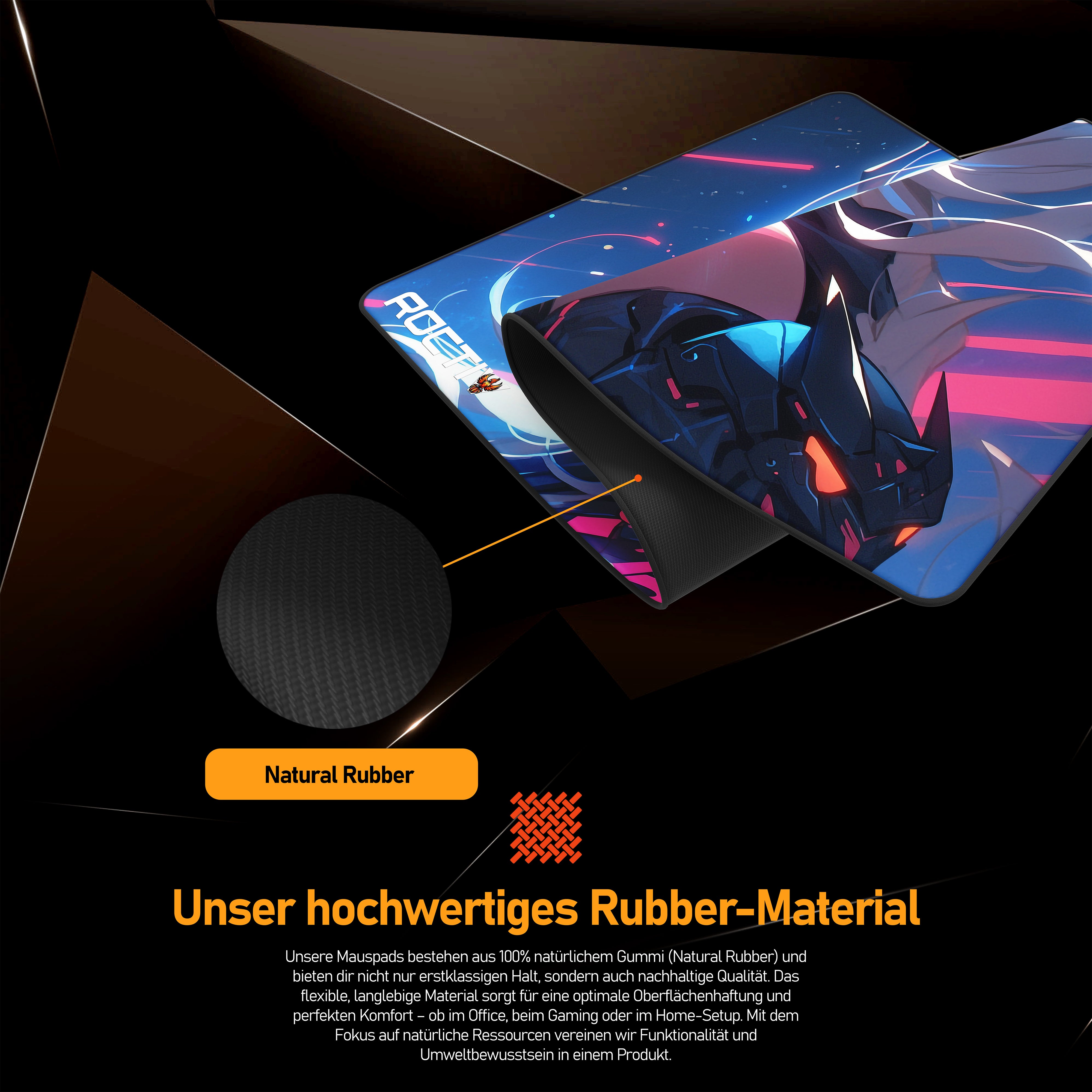 Roctiv Großes Mauspad Anime NeonValkyrie – Gaming mit hochwertigem natürlichen Rubber-Material für optimale Oberfläche